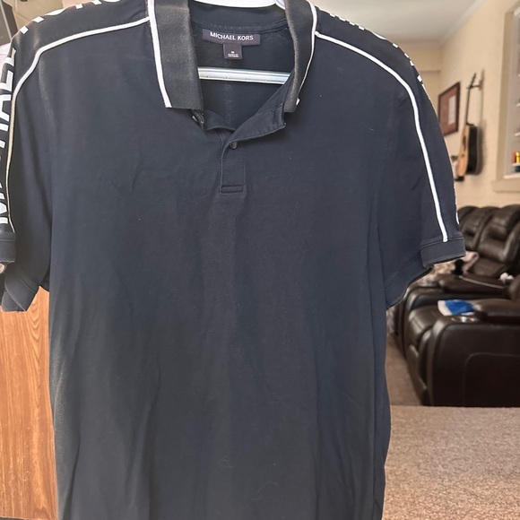 Michael Kors Men's Dark Blue Polo with White Accents - Picture 1 of 3